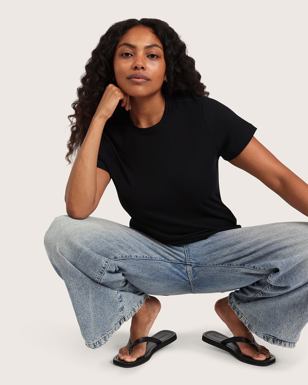 Women's Ribbed Crew Neck T-Shirt