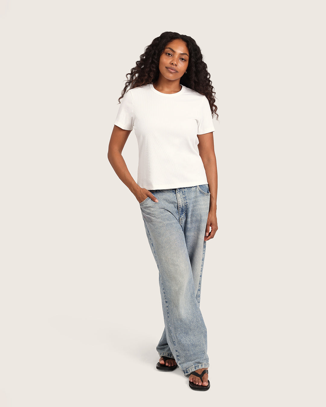 Women's Ribbed Crew Neck T-Shirt