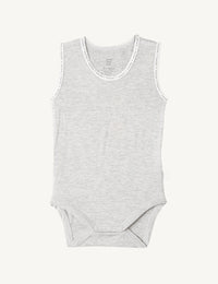 Grey Vegan Organic Sleeveless Baby Bodysuit | Grey Bamboo Baby Sleeveless Bodysuit | Natural Sleeveless Baby Onesie