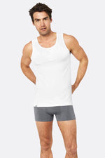 White Vegan Organic Men's Vest | White Bamboo Men's Singlet | Natural Men's Vests