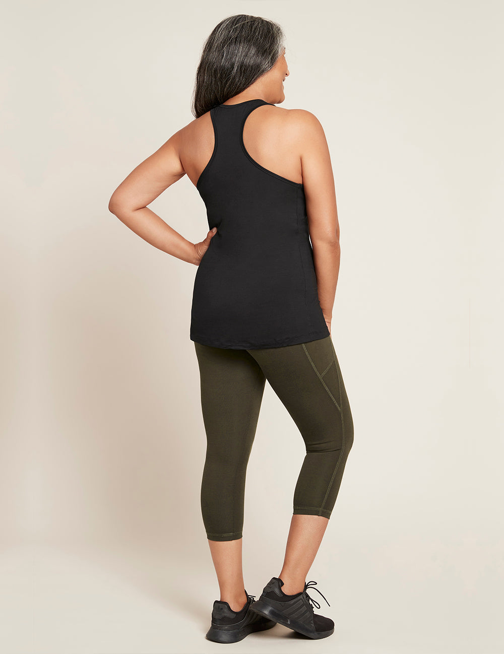 Organic Women's Racerback Active Tank Black | Ladies' Bamboo Active Tank | Natural Vegan Ladies' Racerback Active Tanks