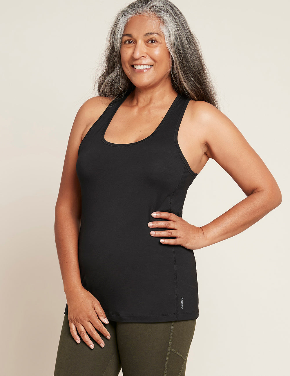 Black Vegan Organic Women's Racerback Active Tank | Women's Bamboo Active Tank | Natural Ladies' Racerback Active Tanks