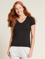 Black Vegan Organic Women's  V Neck T Shirt | Black Bamboo Ladies' V Neck TShirt | Women's Natural V Neck T-Shirts