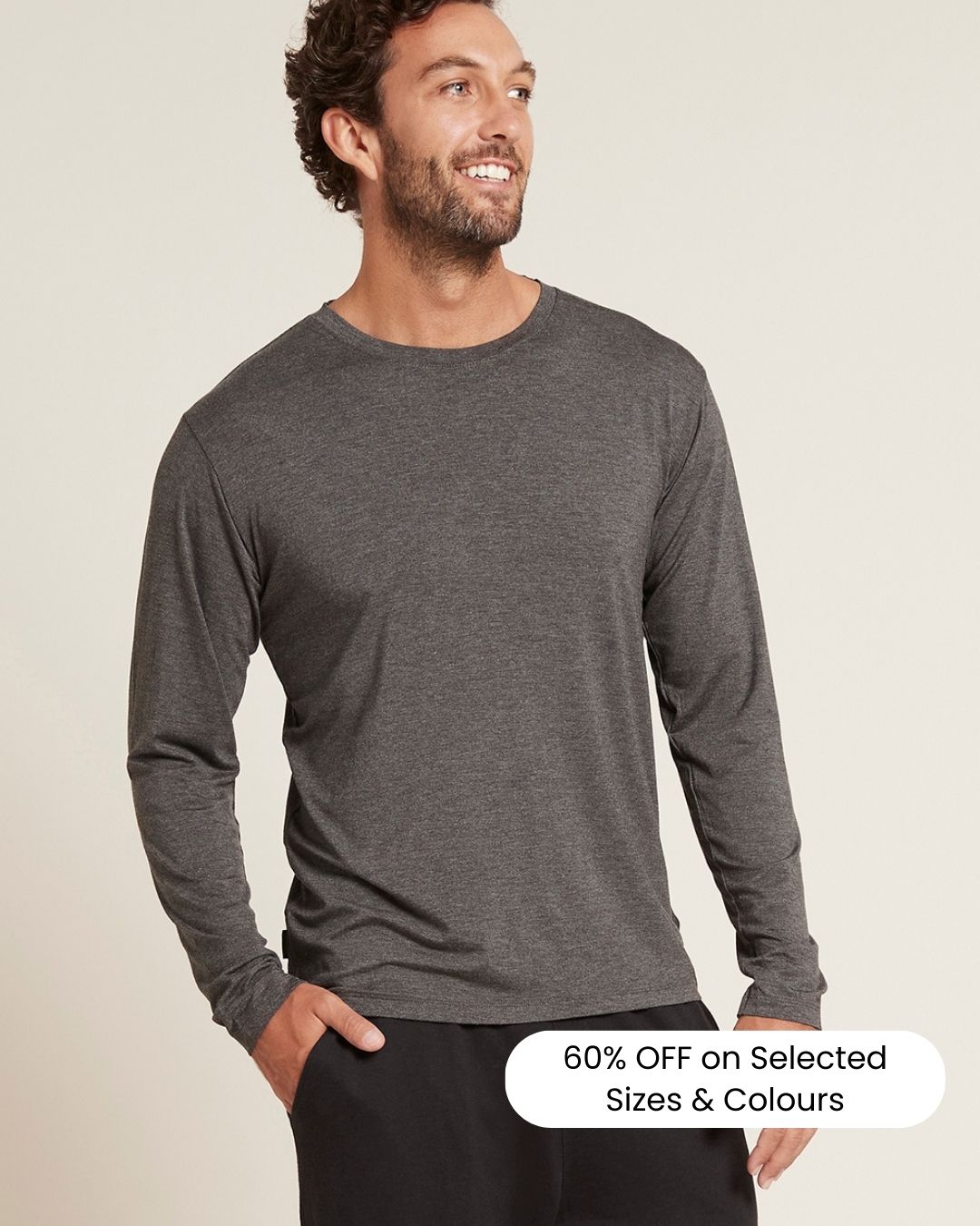 Men's Long Sleeve Boody Bamboo Crew Neck T-Shirt