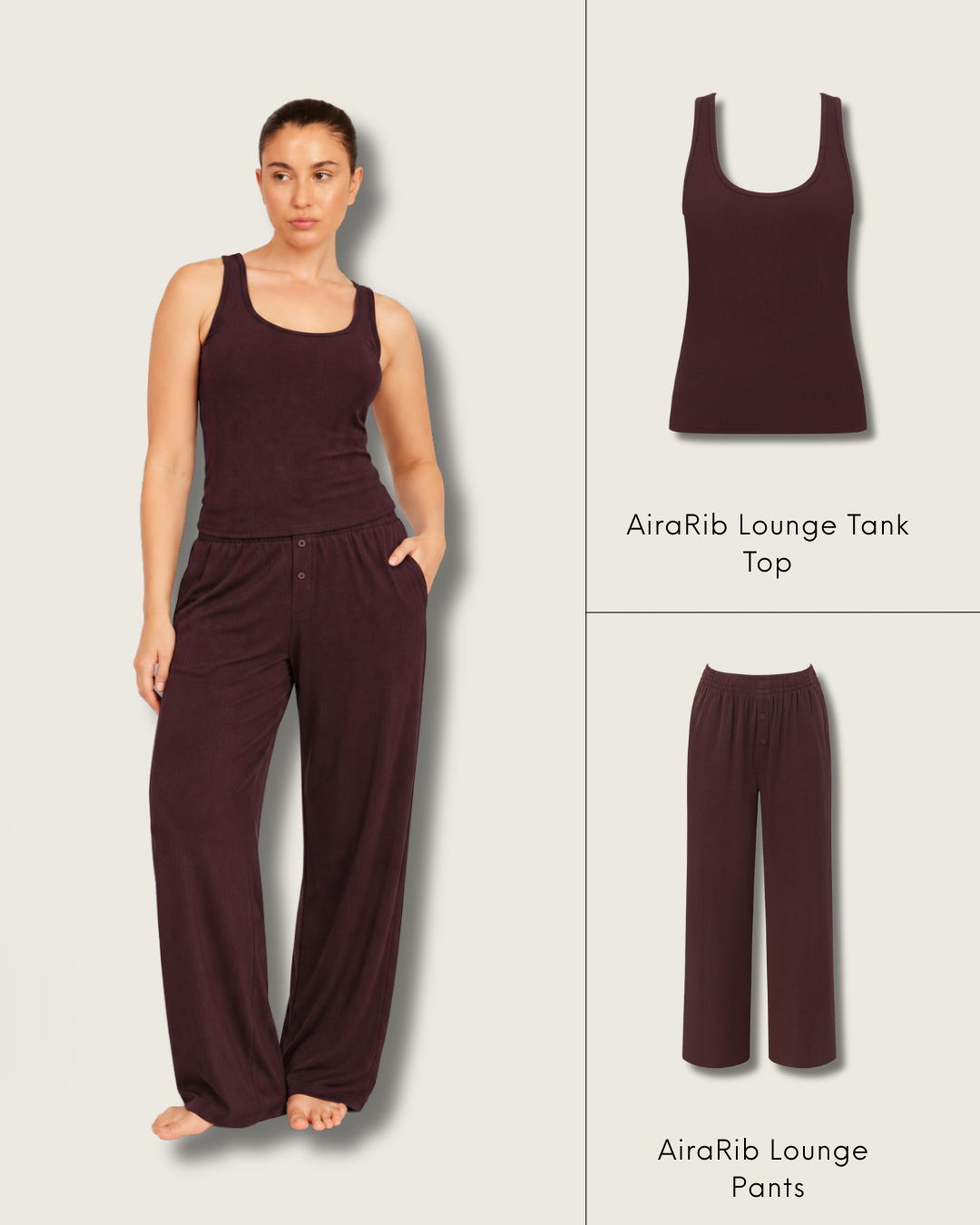 AiraRib Mixed Lounge Set 2 - Mulberry