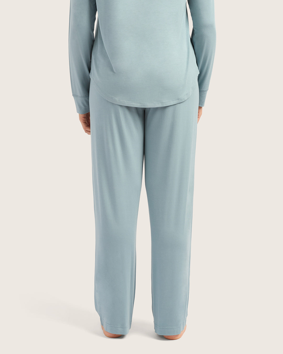 Light blue pajama set on a plain background