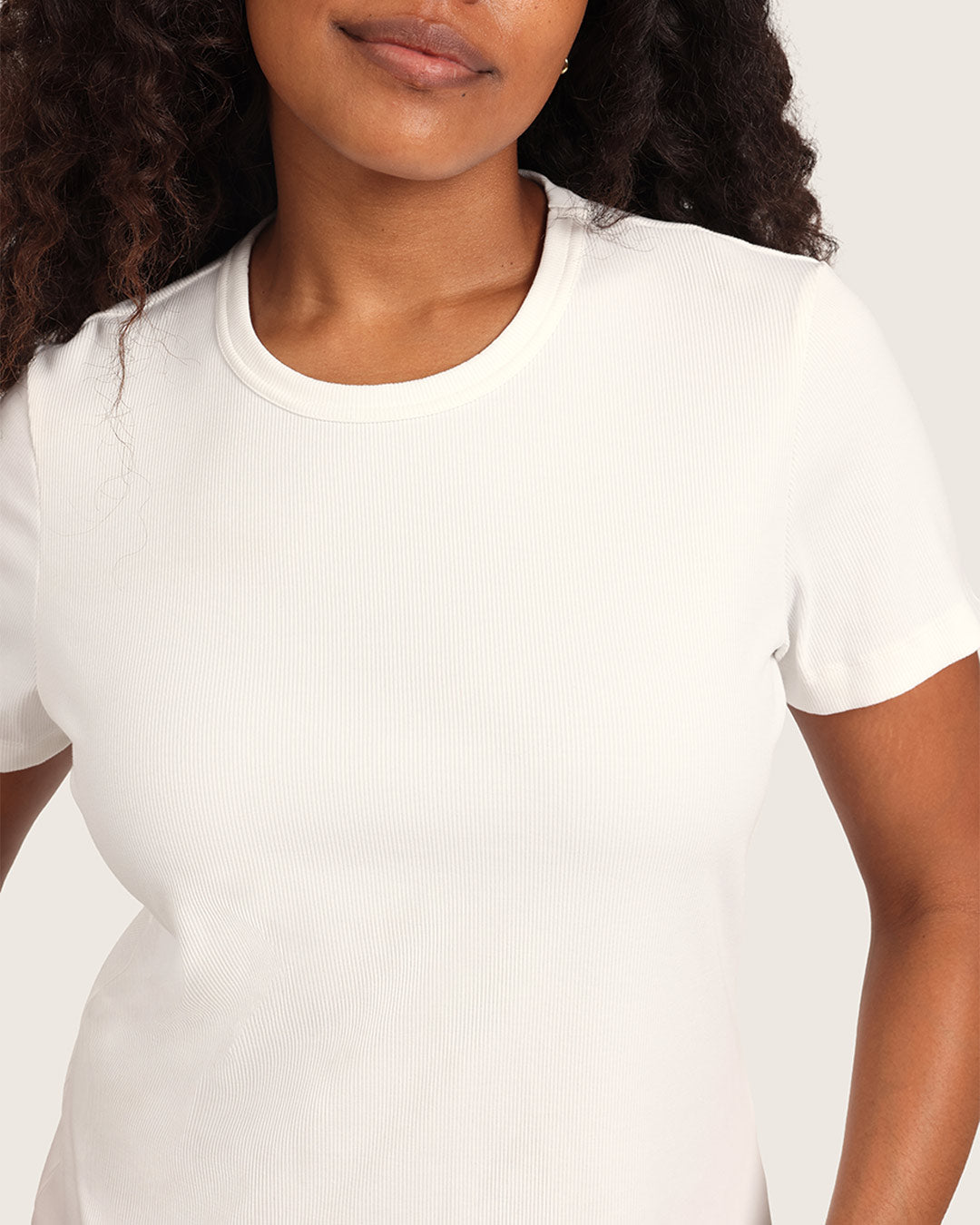 Women's Ribbed Crew Neck T-Shirt