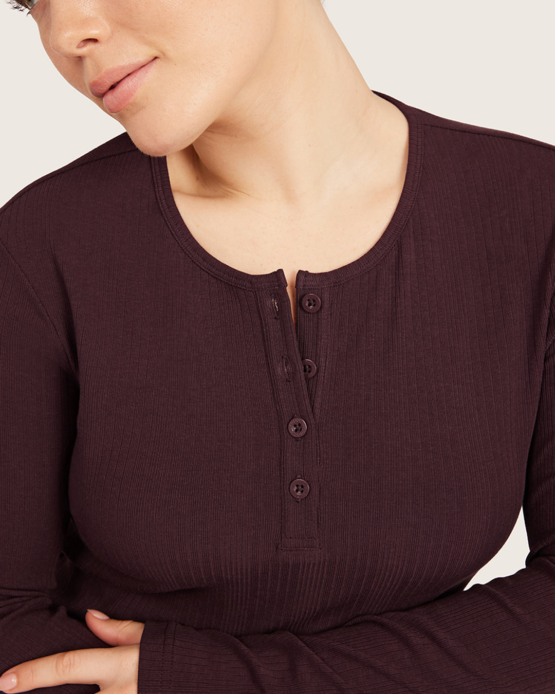 AiraRib Long Sleeve Lounge Henley Top