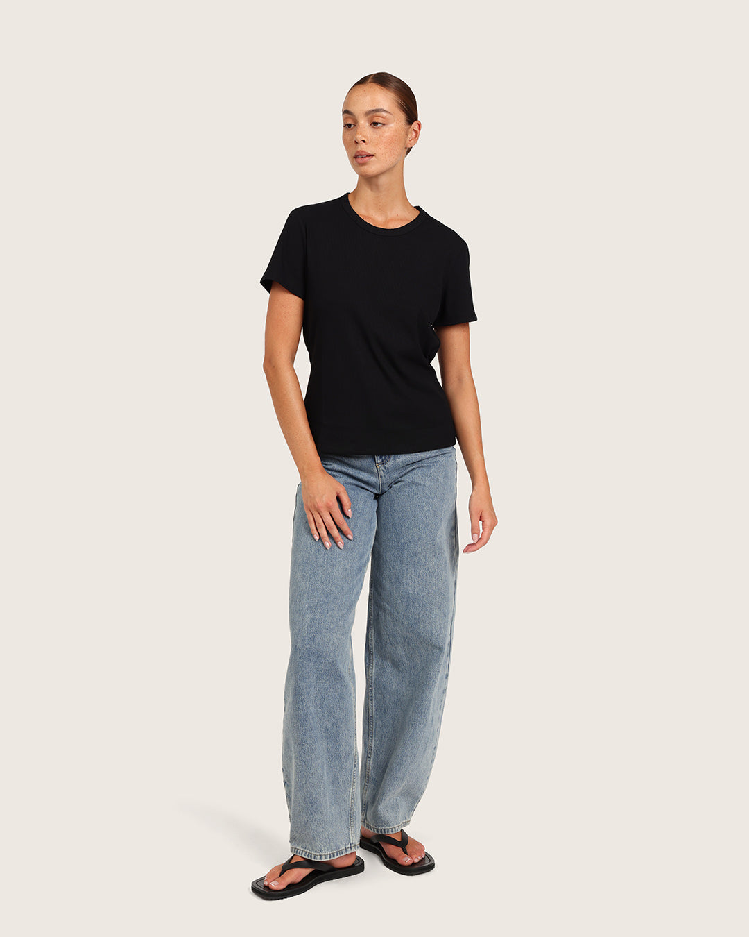 Women's Ribbed Crew Neck T-Shirt