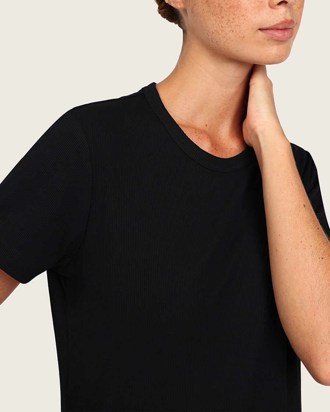 Women's Ribbed Crew Neck T-Shirt