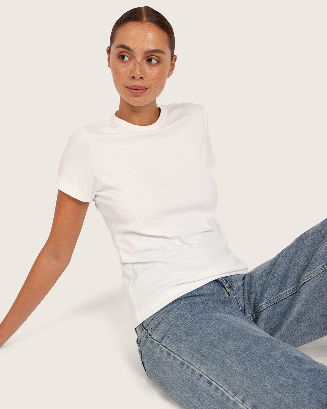 Women's Ribbed Crew Neck T-Shirt