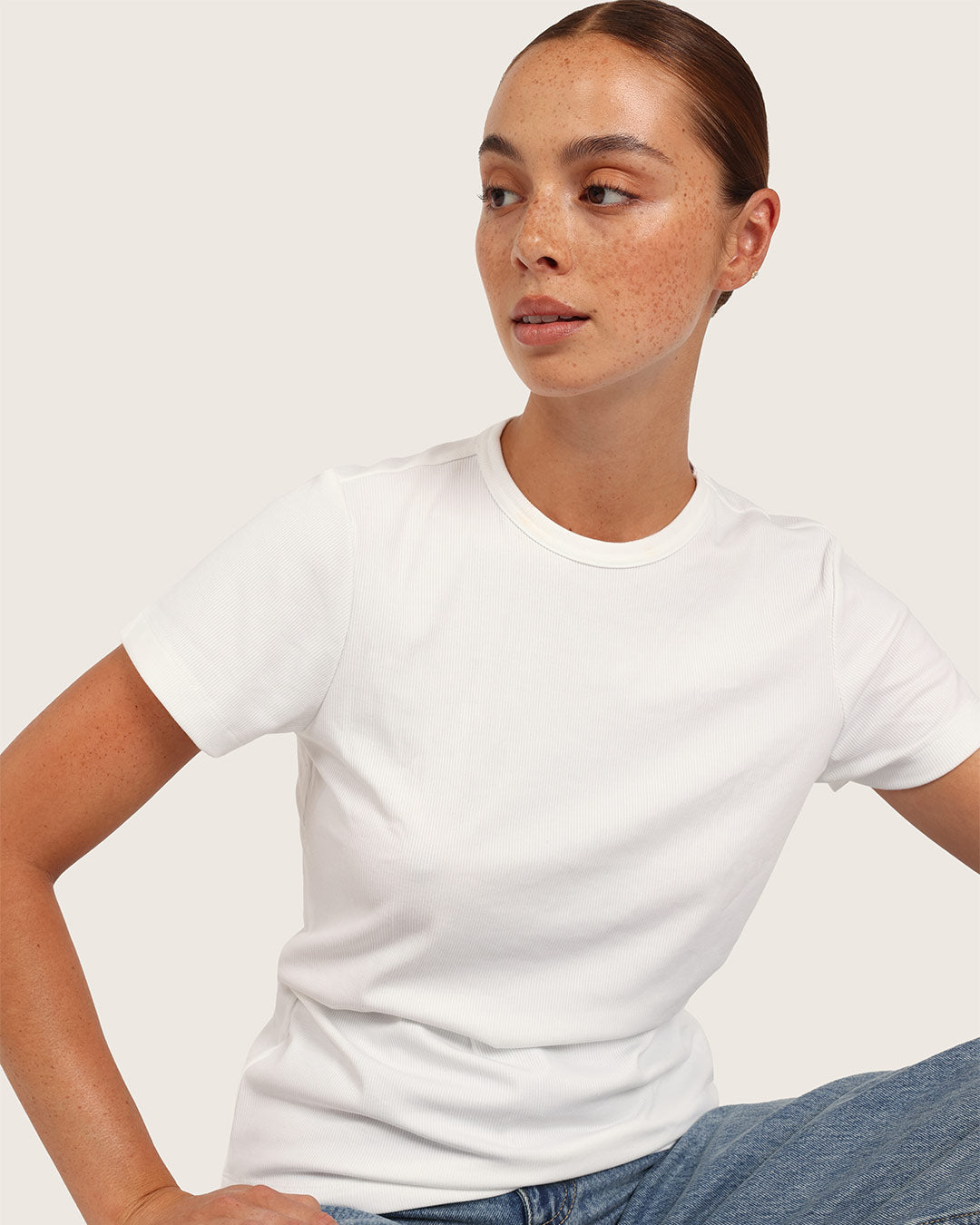 Women's Ribbed Crew Neck T-Shirt