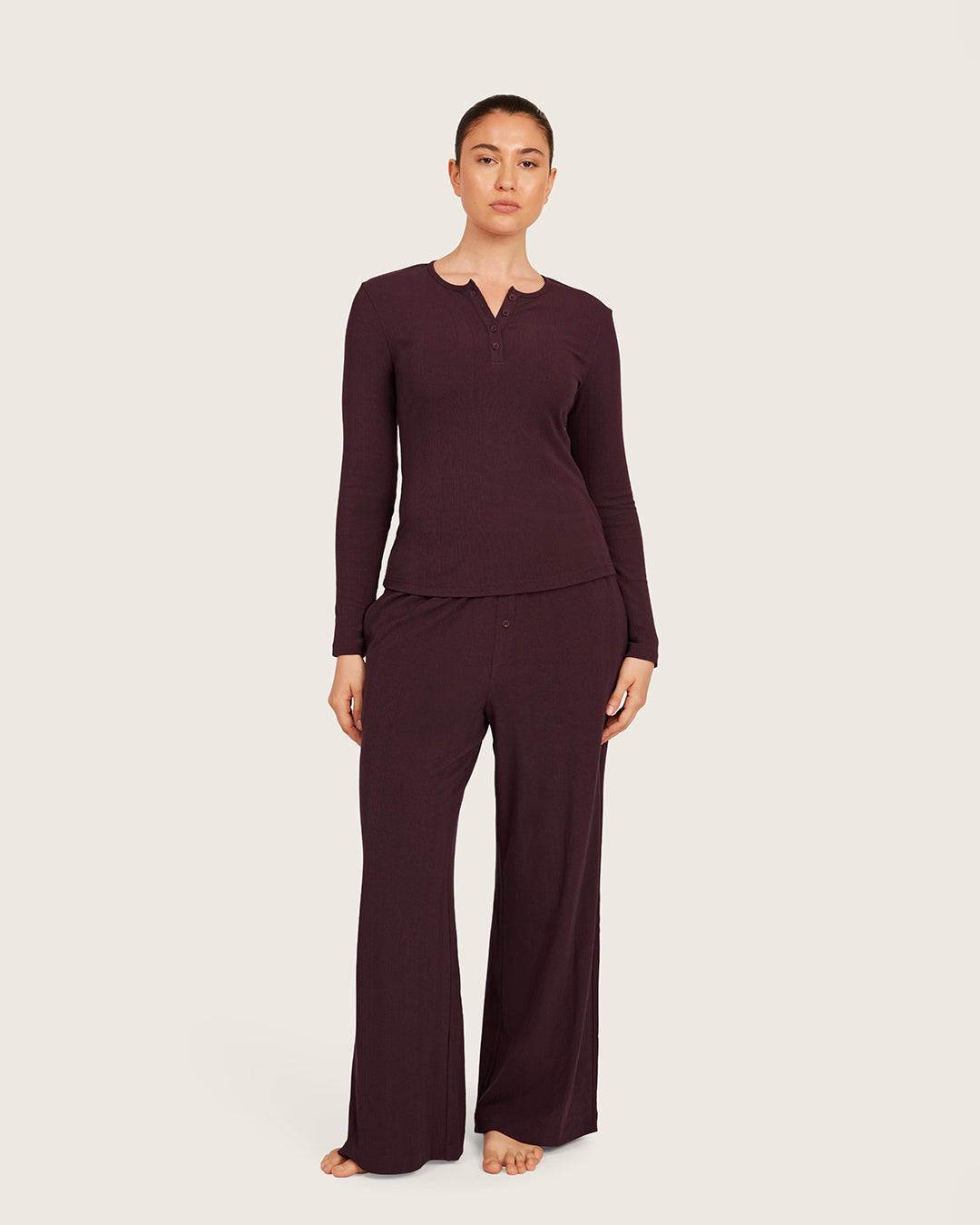 AiraRib Long Sleeve Lounge Henley Top