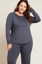 Grey Vegan Organic Women's Long Sleeve Sleep Shirt | Grey Ladies' Bamboo Long Sleeve Pajama Top