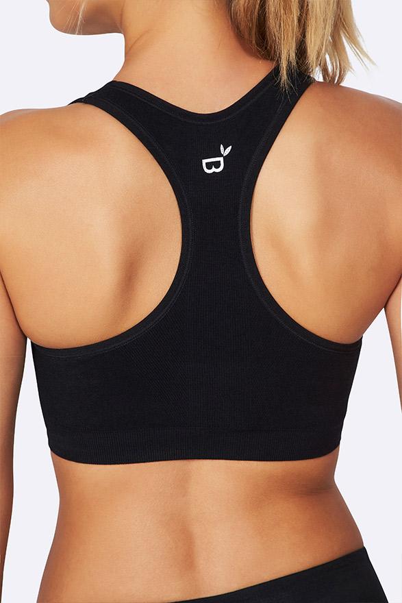 Women's Racerback Sports Black Bra | Women's Bamboo Racerback Sports Bra Black | Natural Ladies' Racerback Sports Bras