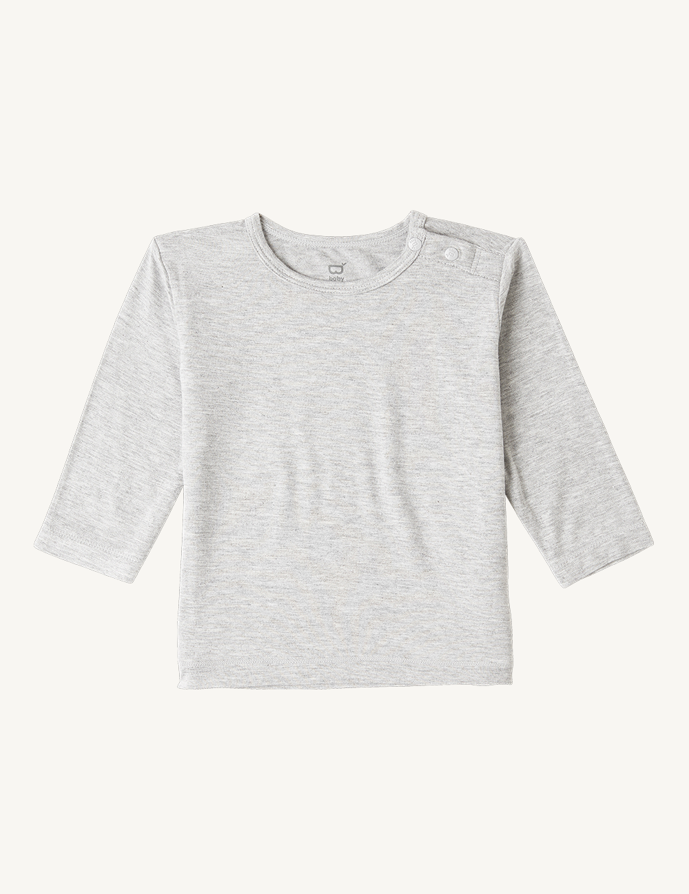 Grey Vegan Organic Long Sleeve Baby Top | Grey Baby Bamboo Long Sleeve Top | Natural Long Sleeve Baby Tops