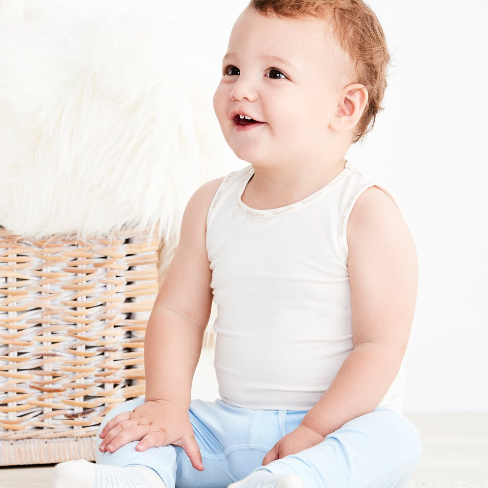 White Vegan Organic Baby Vest | White Baby Bamboo Vest | Natural Baby Vests