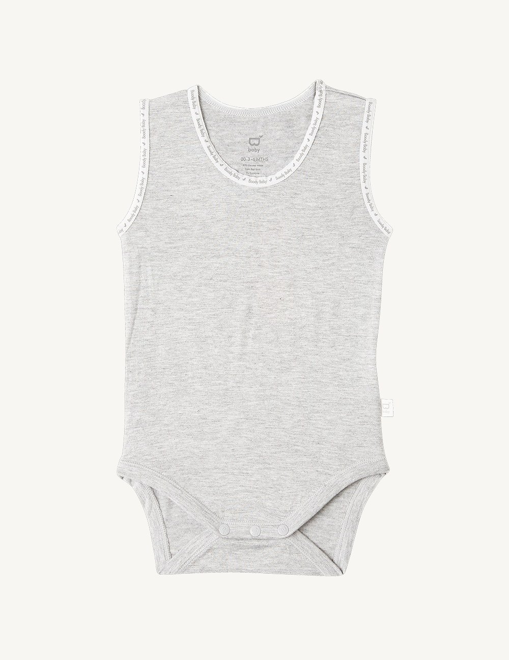 Grey Vegan Organic Sleeveless Baby Bodysuit | Grey Bamboo Baby Sleeveless Bodysuit | Natural Sleeveless Baby Onesie