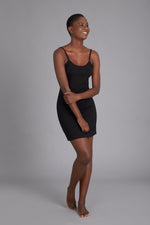 Vegan Organic Women's Black Everyday Slip Dress | Ladies' Bamboo Camisole Slip Dress Black | Women's Slip Dresses