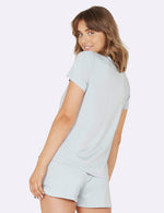 Vegan Organic Ladies' Pyjama Tops Light Grey | Bamboo Women's Sleep Tee Light Grey | Natural Ladies' Sleep Shirt