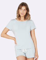 Vegan Organic Ladies' Sleep Tee Light Grey | Light Grey Bamboo Women's Sleep Shirt | Natural Ladies' Pyjama Tops