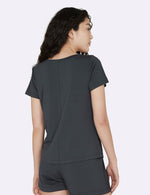 Vegan Organic Women's Sleep Tee Dark Grey | Bamboo Ladies' Sleep Shirt Dark Grey | Natural Women's Pyjama Tops