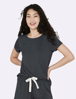 Organic Women's Vegan Sleep Tee Dark Grey | Ladies' Bamboo Sleep Shirt | Natural Women's Pyjama Tops