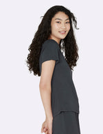 Vegan Organic Women's Sleep Shirt Dark Grey | Dark Grey Bamboo Ladies' Pyjama Tops | Natural Women's Sleep Tee