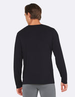 Black Vegan Organic Men's Long Sleeve T-Shirt | Men's Bamboo Long Sleeve Tshirt Black | Natural Men's Long Sleeve T-Shirts