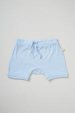 Blue Vegan Organic Pull On Baby Shorts | Blue Baby Bamboo Pull On Shorts | Natural Baby Pull On Shorts