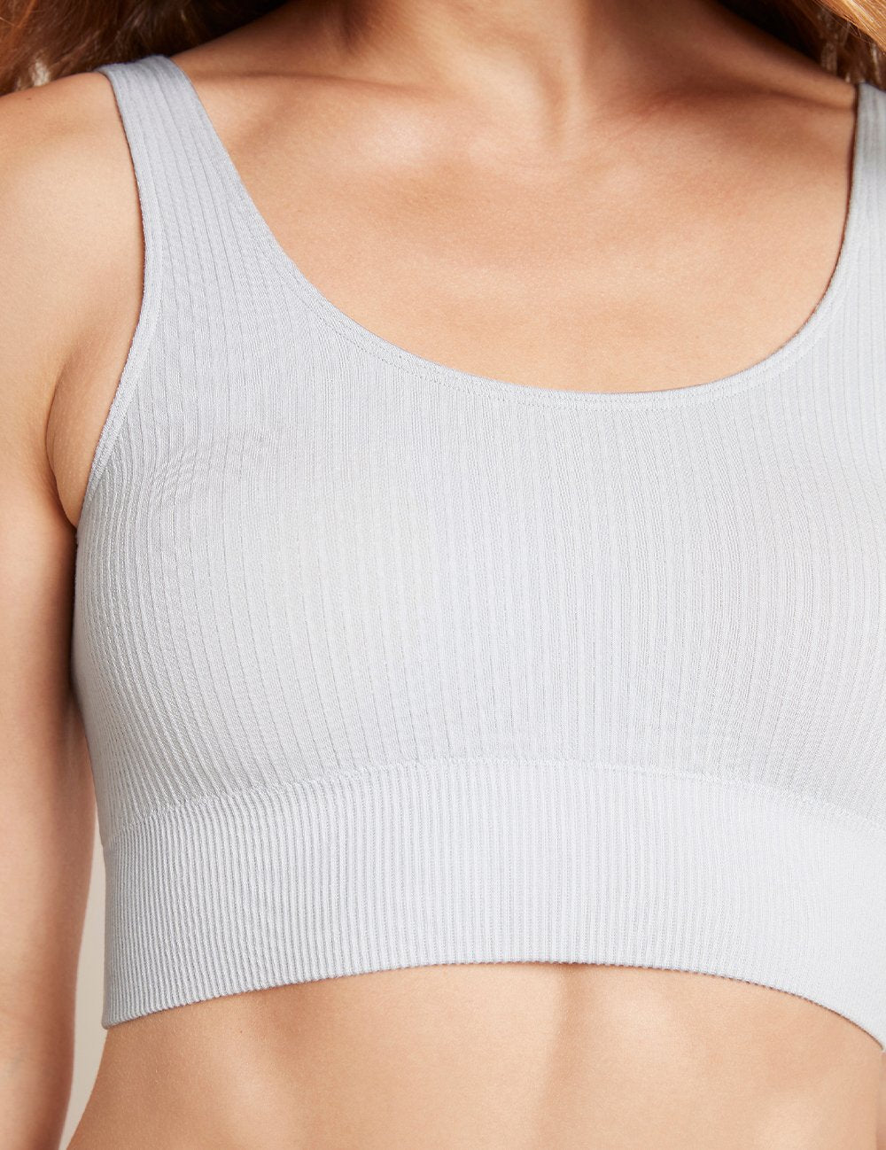 White Ribbed Seamless Crop Top Bralette