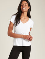 White Vegan Organic Ladies' V Neck T Shirt | Bamboo Women's V Neck T-Shirt White | Ladies' Natural V Neck Tshirts