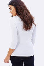 Women's Vegan 3/4 Sleeve Tshirts White | Ladies' Organic Bamboo 3/4 Sleeve Top White | Natural Women's 3/4 Sleeve Tops
